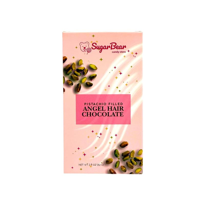 Pistachio Filled Angel Hair Chocolate - Viral Chocolate with Cotton Candy and Pistachio Cream - 2.9 Oz Chocolate Bar
