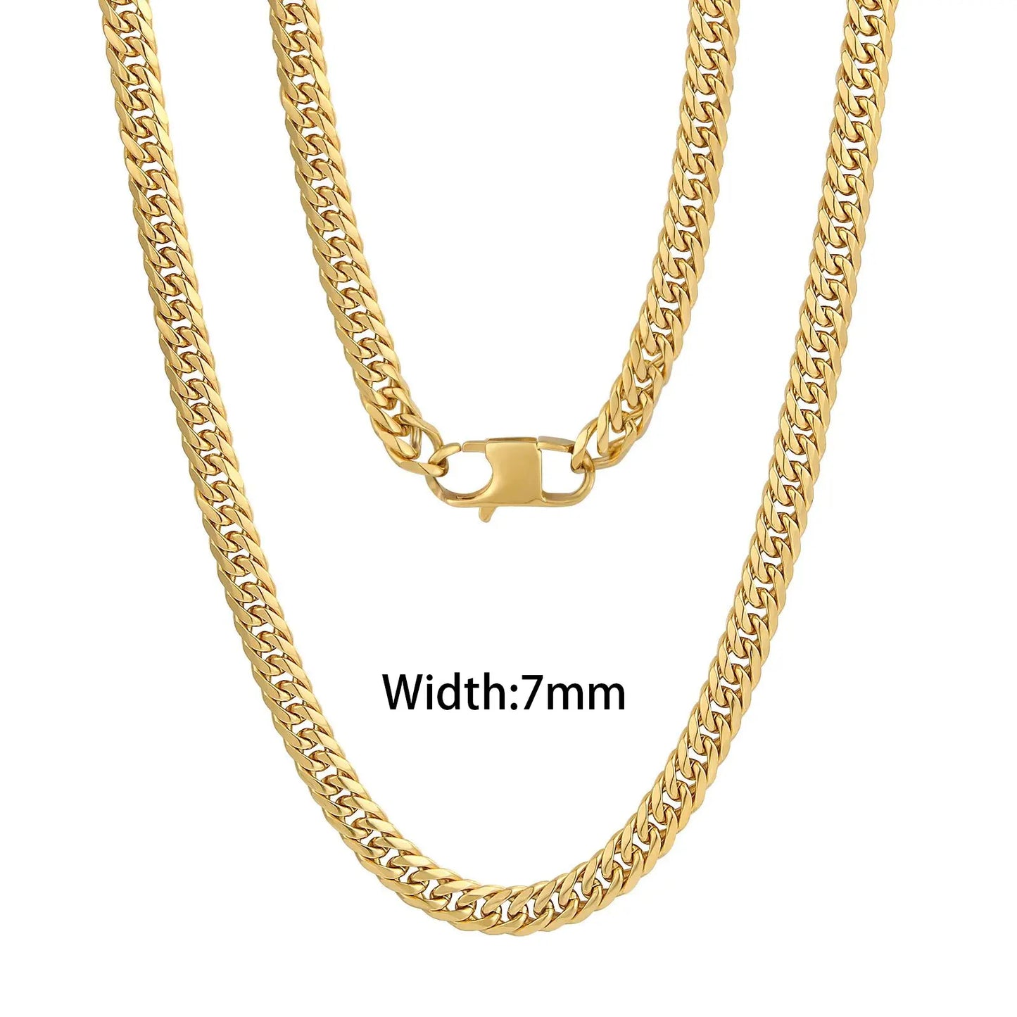 18K Gold Plated Mens Curb Cuban Link Chain Necklaces 316L Stainless Steel Bracelet Hip Hop Jewelry Gifts