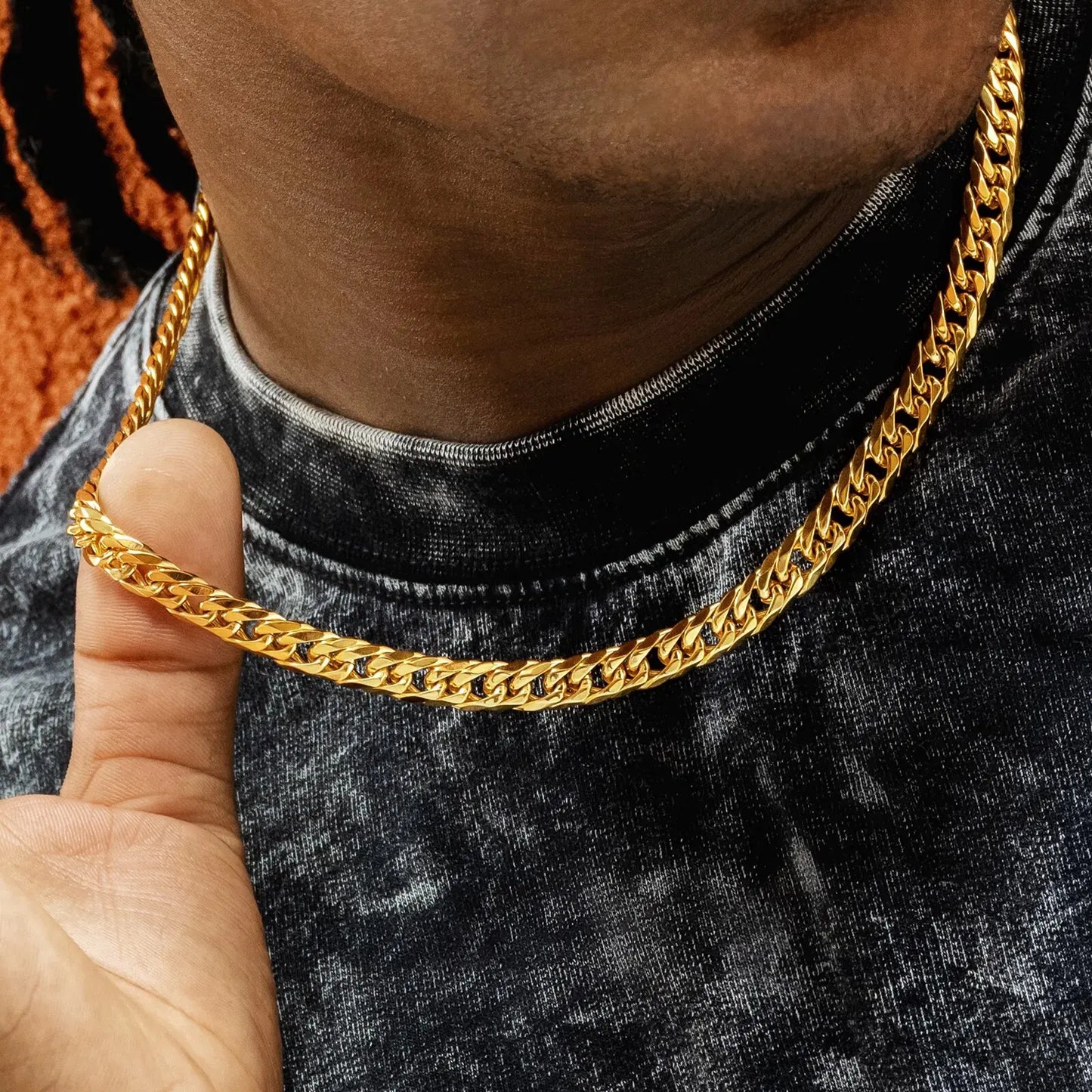 18K Gold Plated Mens Curb Cuban Link Chain Necklaces 316L Stainless Steel Bracelet Hip Hop Jewelry Gifts