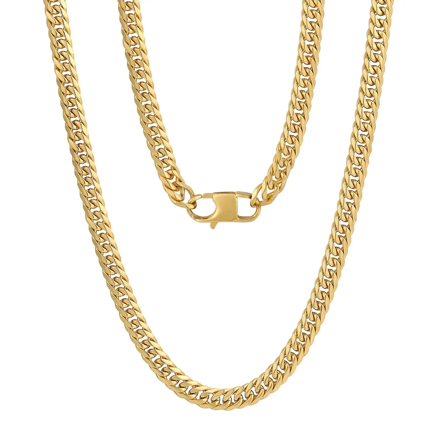 18K Gold Plated Mens Curb Cuban Link Chain Necklaces 316L Stainless Steel Bracelet Hip Hop Jewelry Gifts