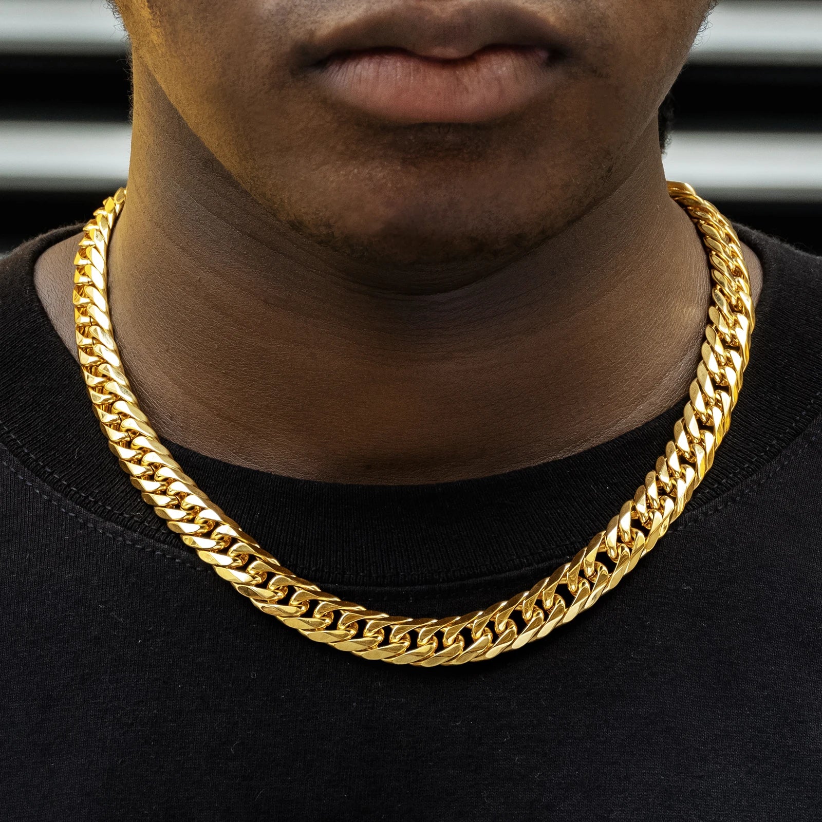 18K Gold Plated Mens Curb Cuban Link Chain Necklaces 316L Stainless Steel Bracelet Hip Hop Jewelry Gifts