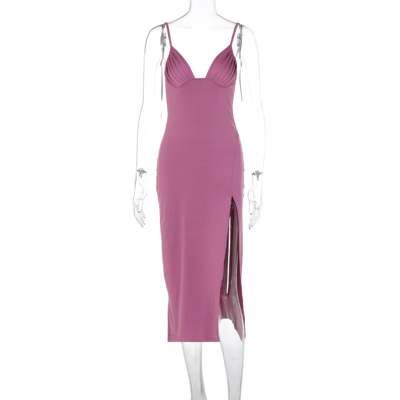 Spaghetti Strap Dress with Split Design 